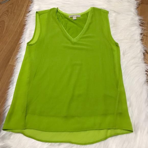 Micheal Kors Lime Green V Neck Sleeveless Top - Picture 5 of 6